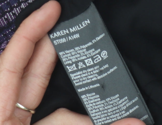 Karen Millen Women's Check Pencil Skirt Size 14 Multicoloured