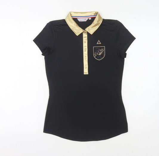 Womens UK Size S le coq sportif Black Basic Polo