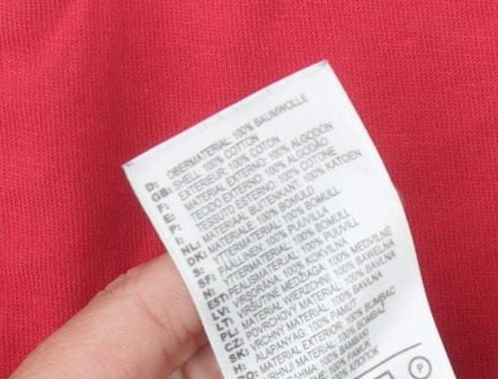 Brand and care label for Adidas Women's Red T-Shirt, size 12