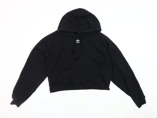 Additional front view of Adidas Women’s Black Pullover Hoodie, size UK 10, - Hooded Fleece