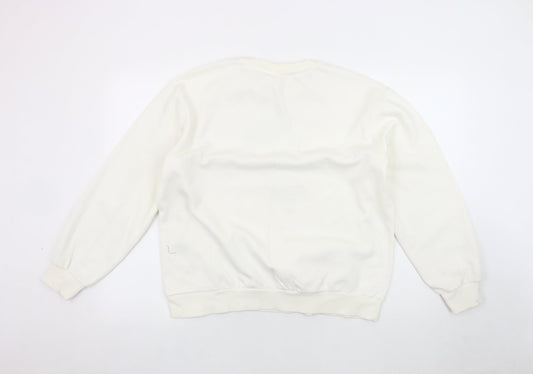 H&M White Disney Sweatshirt, Unisex M, Logo Accents
