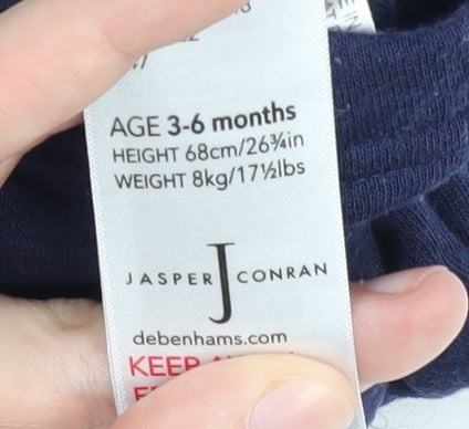 Brand and care label for Jasper Conran Blue Dungaree, unisex 3-6 months, cotton blend