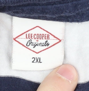 Lee Cooper Men's Blue Striped Polo Shirt 2XL