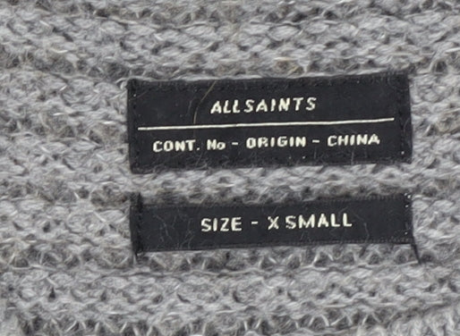 AllSaints Men's XS Grey Wool Blend Pullover Jumper