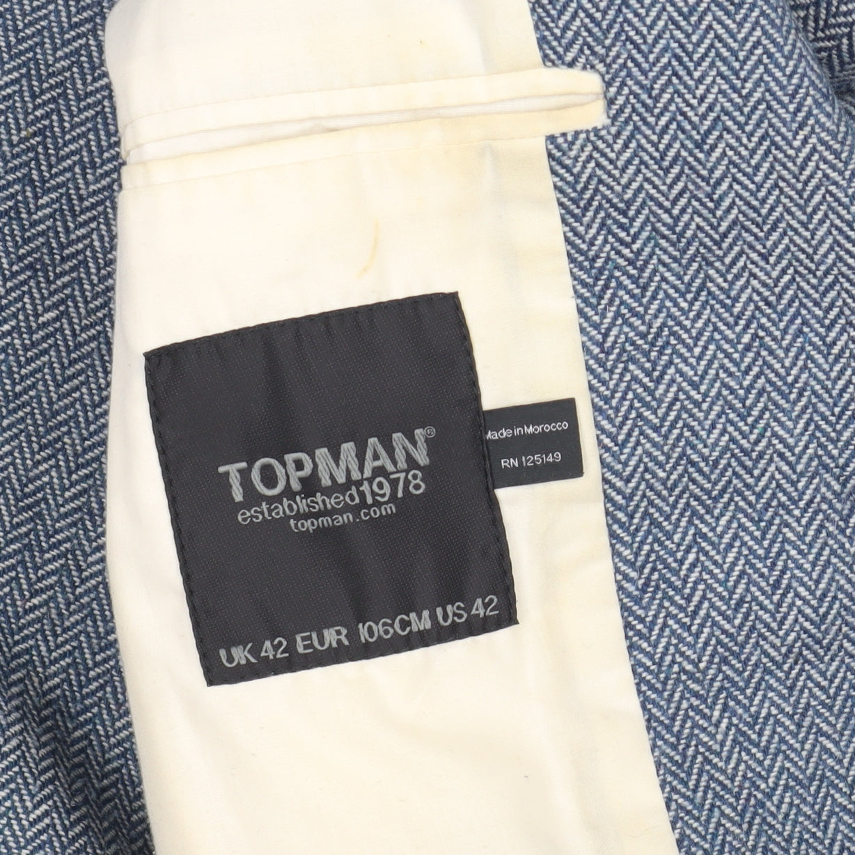 Mens UK Size 42 Topman Blue Basic Jacket