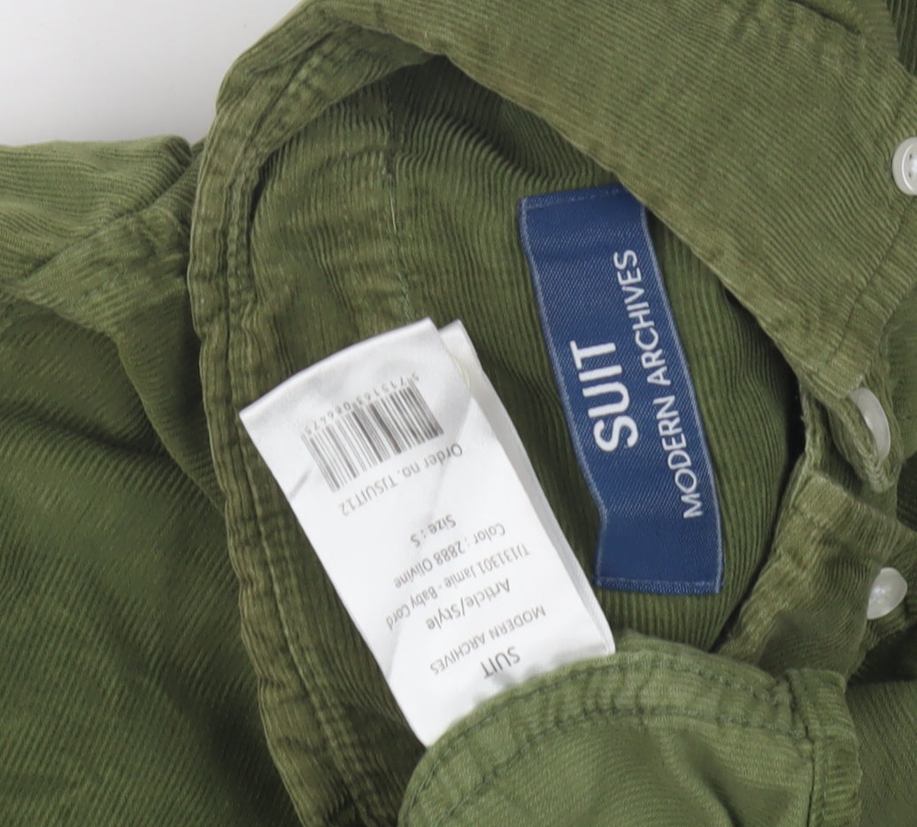 SUIT Men's Green Corduroy Button-Up Shirt Size S