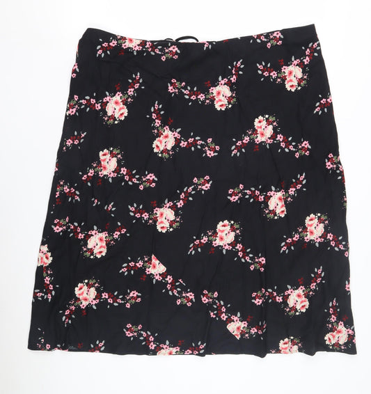Bonmarché Women's Black Floral Drawstring Skirt Size 22