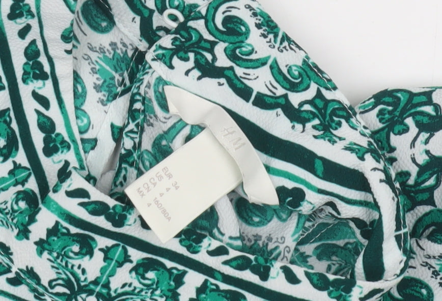Womens UK Size 6 H&M Green Basic Blouse