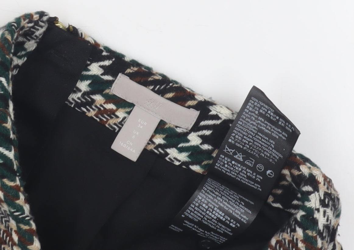 H&M Women's Multicoloured 6 Houndstooth Pencil Skirt