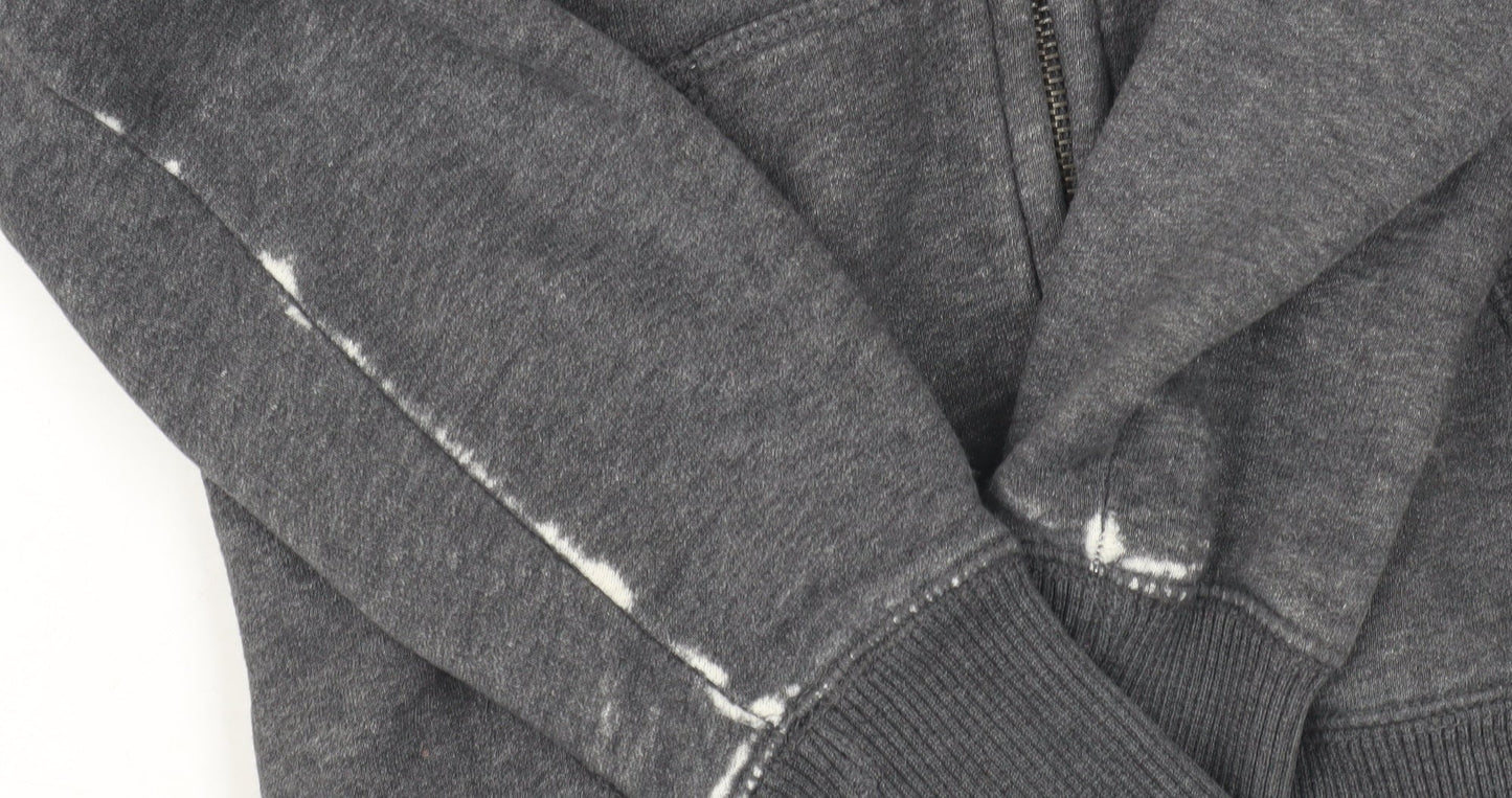 H&M Boys Grey Full Zip Hoodie Lined Size S