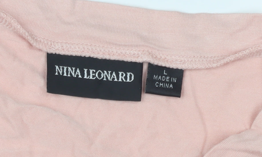 Womens UK Size L Nina Leonard Pink Basic T-Shirt