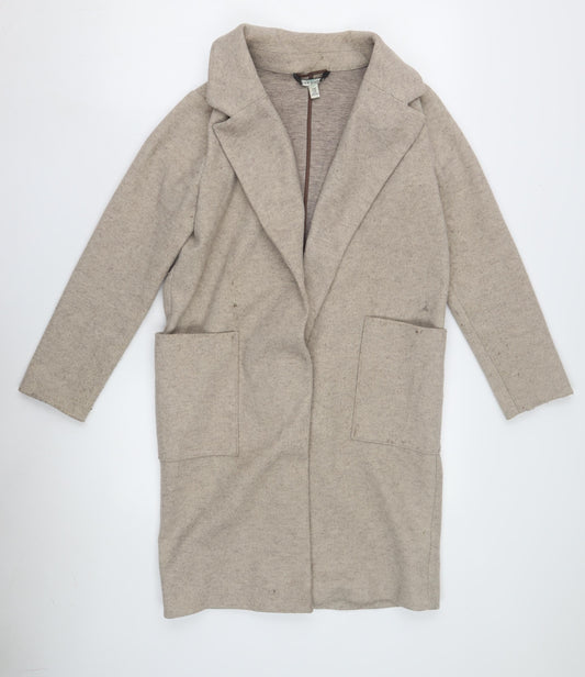 Next Women's Beige Coatigan, Size 6 Plus, Pockets, Knit