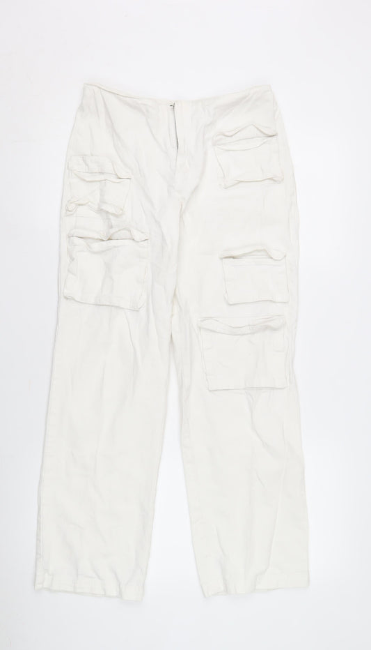 Womens UK Size 8 COLLUSION Regular Fit Cargo Ivory Trousers