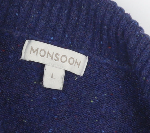 Womens UK Size L Monsoon Blue Pullover Jumper