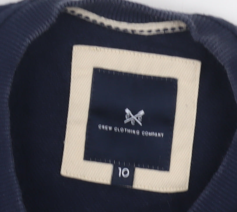 Close-up detail of Crew Clothing Blue Sweatshirt, size 10