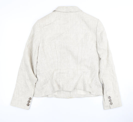 Hobbs Women's Ivory Linen Blazer, Size 12, Lined Two-Button