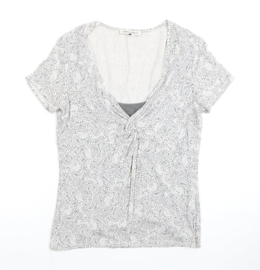 Womens UK Size 8 Laura Ashley Grey Basic Blouse