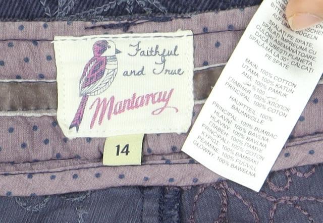 Mantaray Women's Blue Floral Corduroy Skirt, Size 14