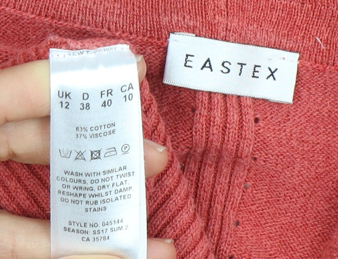 Eastex Women’s Red Open Front Cardigan, Size 12, Cotton Blend