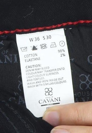 Cavani Men's Black Jeans - Size 36 Regular Fit