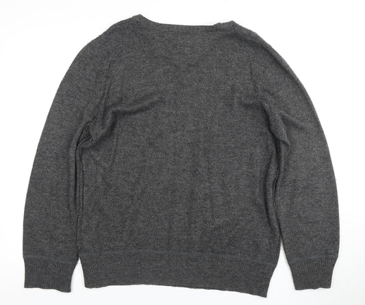 Soulcal & Co Men's Grey V-Neck Cable-Knit Pullover S