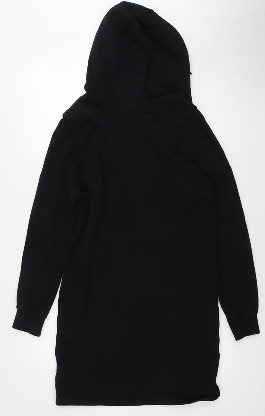 Billabong Black Hooded Dress M - Geometric Embroidery