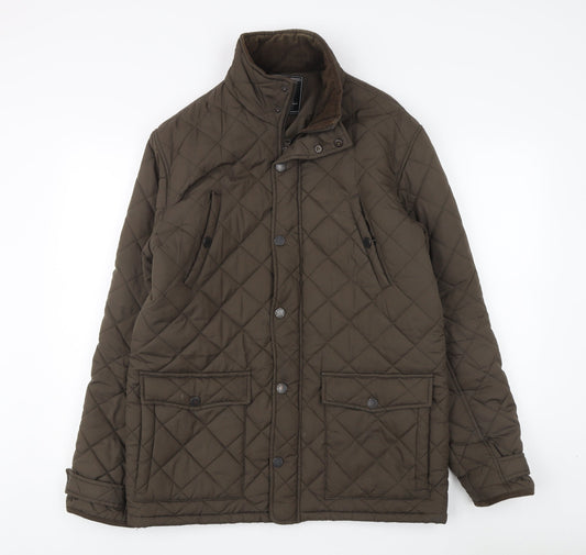 Mens UK Size M Austin Reed Brown Quilted Coat