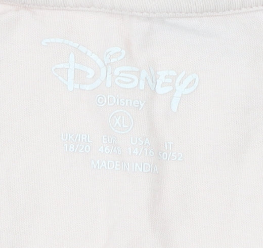 Womens UK Size XL Disney Pink Basic T-Shirt