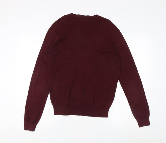 Ralph Lauren Men's Red V-Neck Cotton Jumper - Size S