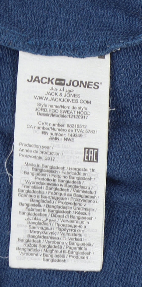 Mens UK Size M JACK & JONES Blue Pullover Hoodie
