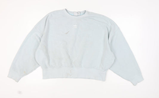 Additional front view of Adidas Women's Blue Sweatshirt, size 16, Relaxed Fit