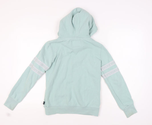 Superdry Women’s Green Hoodie Size 8 Pullover Fleece