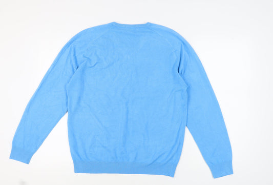 Marks & Spencer Men's Blue V-Neck Pullover Jumper L