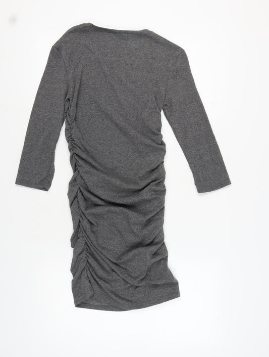 Stradivarius Women's Grey Ruched Dress Size 12