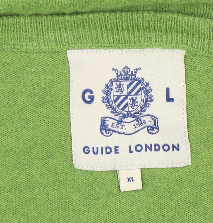 Guide London Men's Green XL V-Neck Pullover Jumper