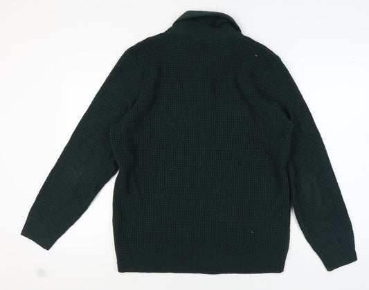 M&Co Men's Green Henley Jumper, Size L, Acrylic Wool Blend