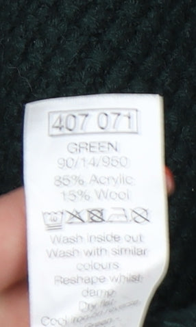 M&Co Men's Green Henley Jumper, Size L, Acrylic Wool Blend