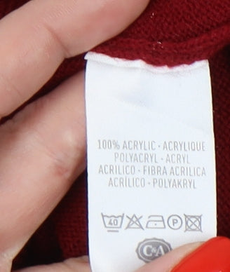 Canda Men's Red V-Neck Pullover Jumper Medium