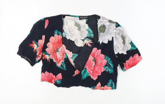 Womens UK Size XS Zara Multicoloured Wrap Blouse