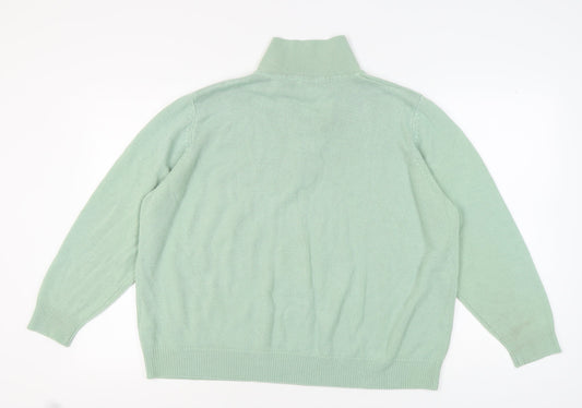 Damart Women's Green Collared Henley Jumper Size 14