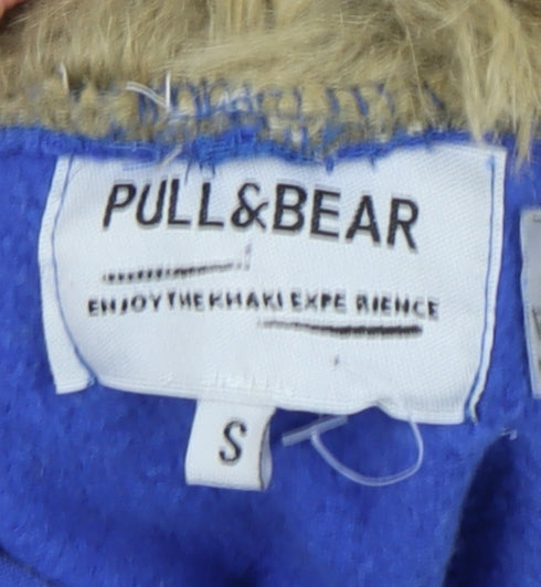 Mens UK Size S Pull & Bear Blue Pullover Hoodie