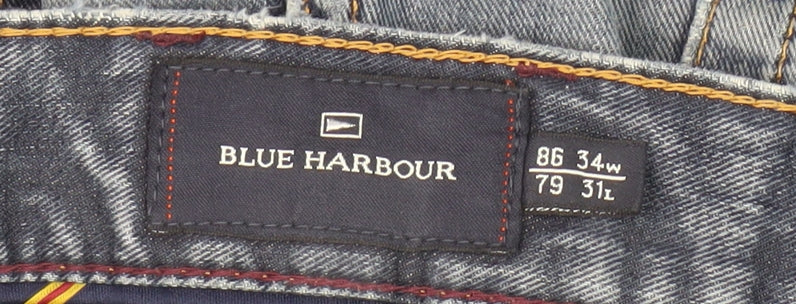 Marks and Spencer Men's Blue Straight Jeans, L