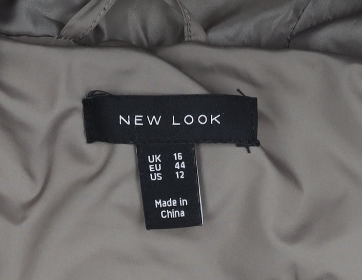 New Look Women's Beige Hooded Puffer Waistcoat - Size 16