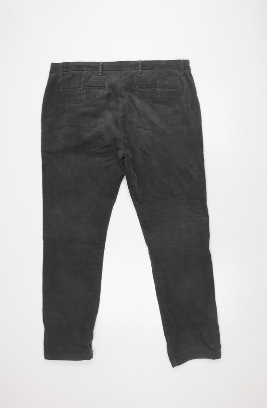 Marks and Spencer Men's Grey 38 Regular Fit Trousers