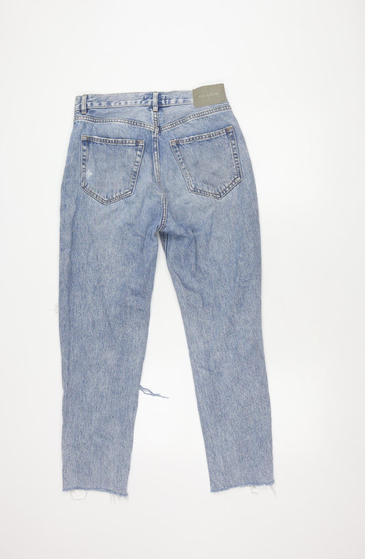 Pull & Bear Women's Blue Straight Distressed Jeans Size 10
