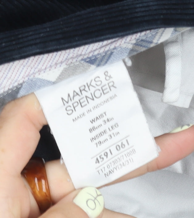 Marks and Spencer Men's Blue Trousers 34x31