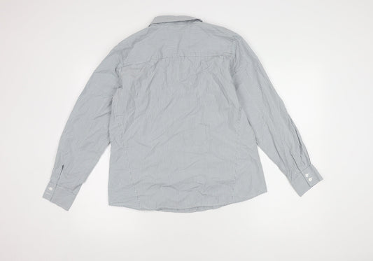 Orvis Women's Grey Striped Button-Up Shirt Size 12