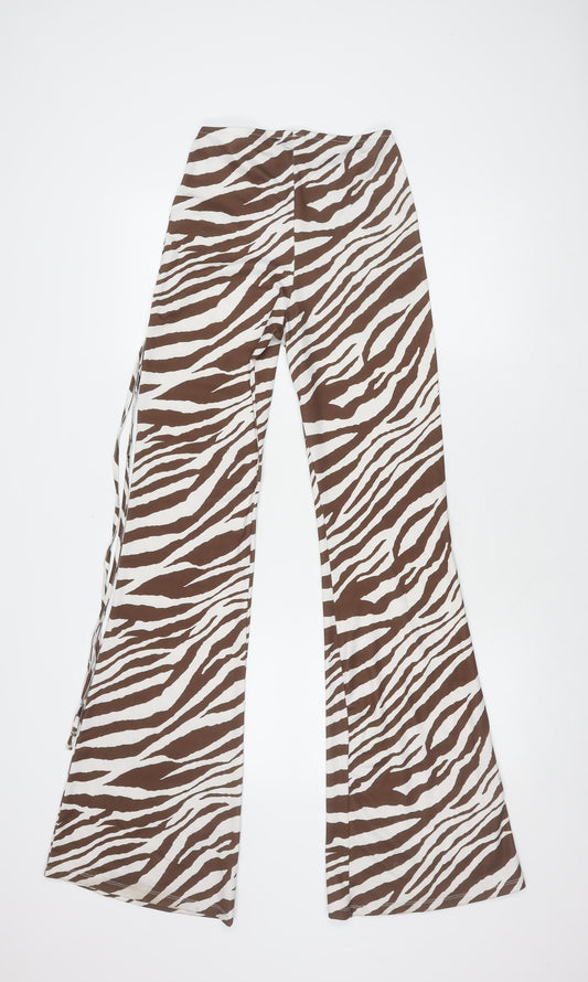 Bershka Women's Zebra Print Flared Trousers S