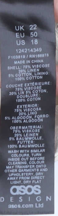 ASOS Design Women's Beige Wide-Leg Trousers Size 22