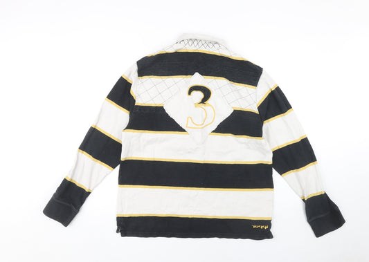 Toggi Men's Black Striped Polo, Long Sleeve, Size L